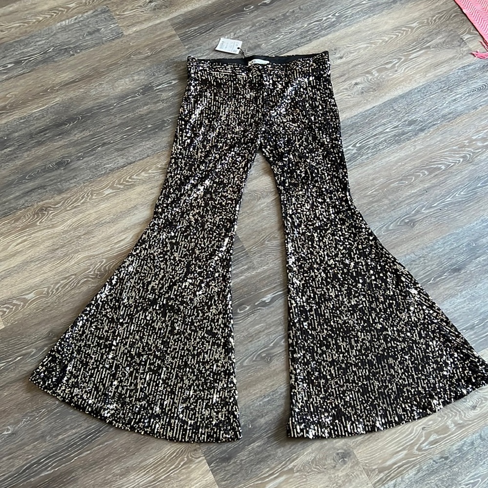 Zara sequin flare pants